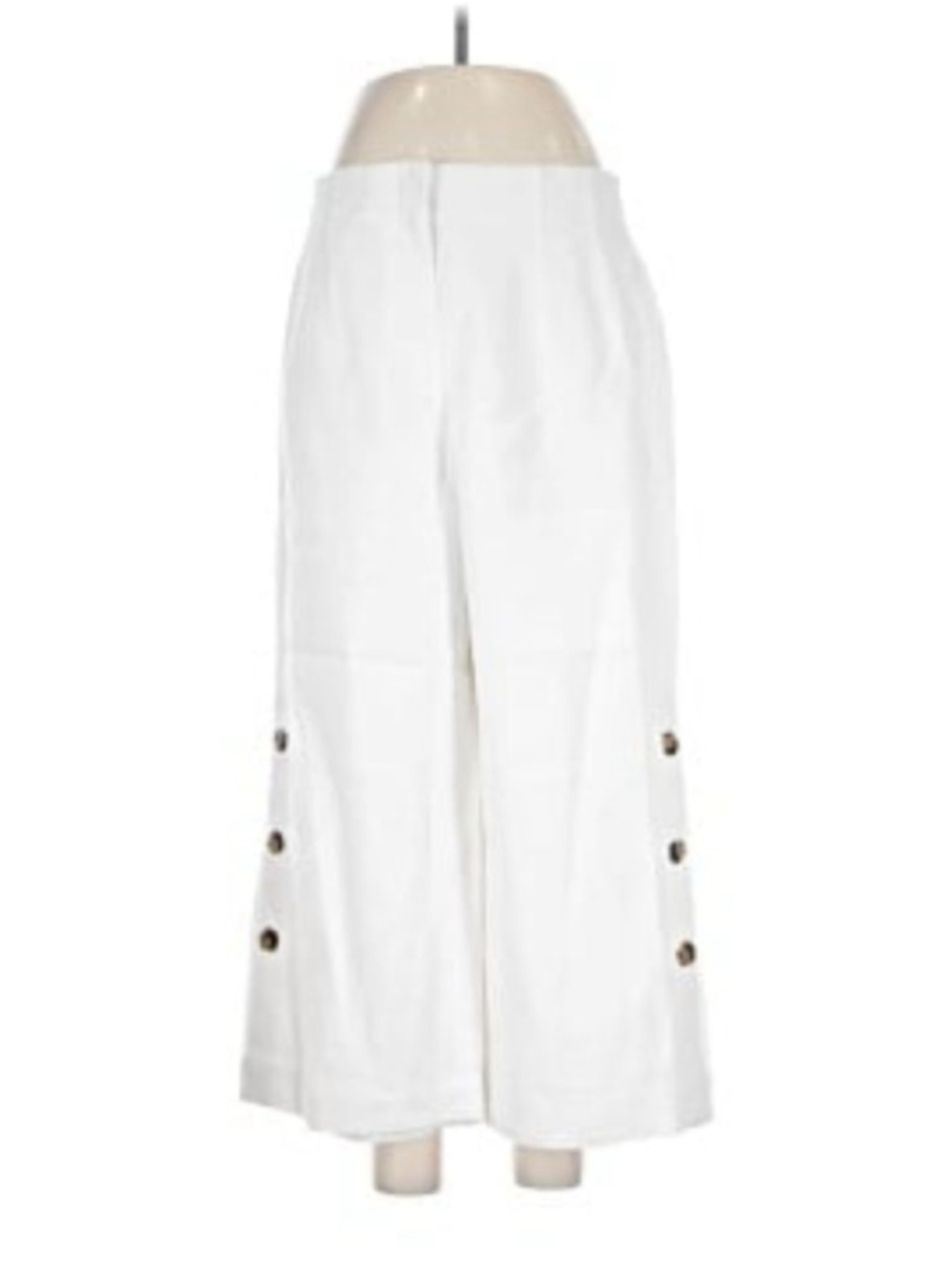 Nwt Lafayette 148 New York White Wide Leg Pants with Brown Buttons Size 10